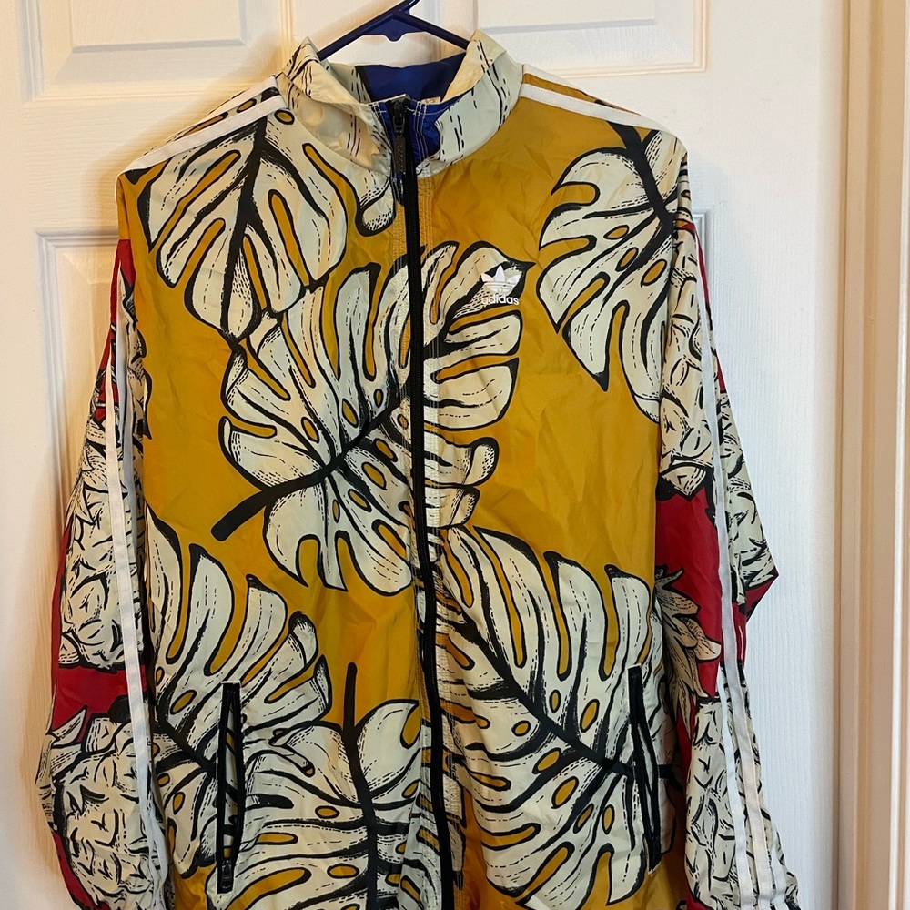 Adidas windbreaker jacket fresh plant windbreaker size XS monstera leaf